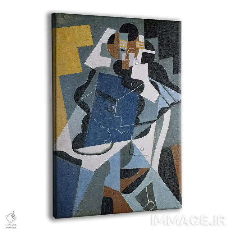 تابلو 1917 (oil on canvas),پیکرهٔ یک زن، ۱۹۱۷ (نقاشی رنگروغن روی بوم) اثر خوان گрис (نقاش کوبیست اسپانیایی) - نمای پرسپکتیو محصول