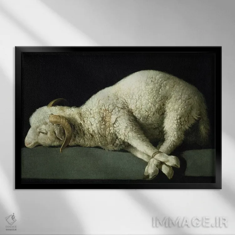 تابلو c.1635-40,برهٔ خداوند، حدود ۱۶۳۵–۴۰ اثر فرانسیسکو د زورباران (نقاش اسپانیایی باروک) - نمای قابدار مشکی