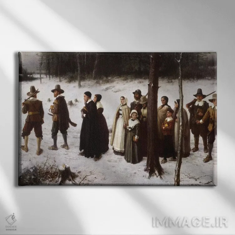 تابلو 1867,زائران در راه کلیسا، ۱۸۶۷ اثر جورج هنری بوگتون (نقاش بریتانیایی-آمریکایی) - نمای روبهرو روی دیوار
