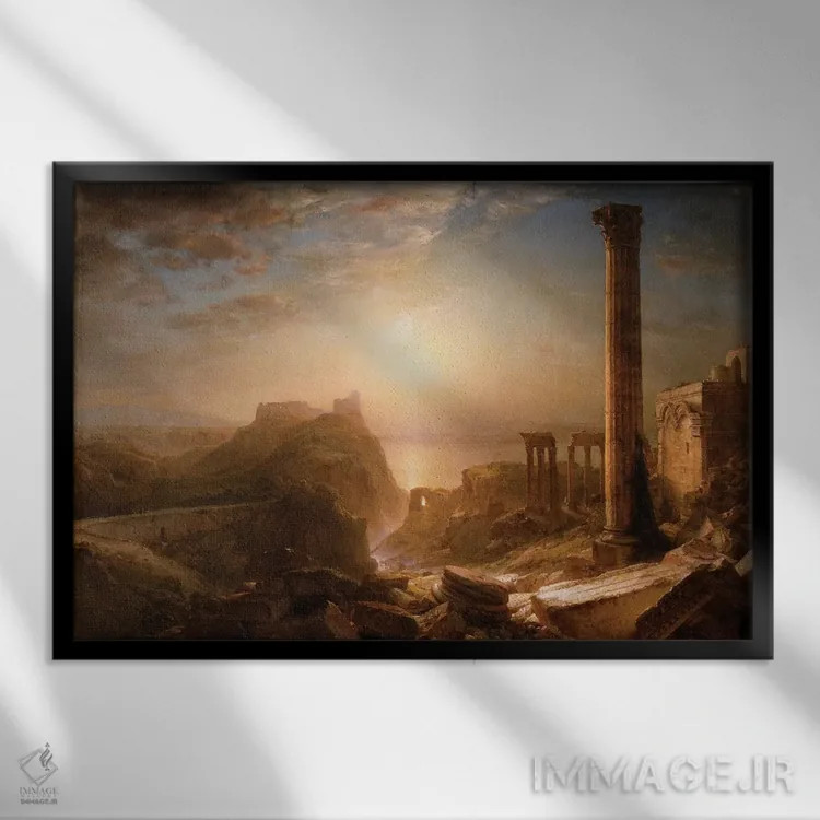 تابلو 1873,سوریه کنار دریا، ۱۸۷۳ اثر فردریک ادوین چرچ (نقاش آمریکایی سبک هودسونریور) - نمای قابدار مشکی