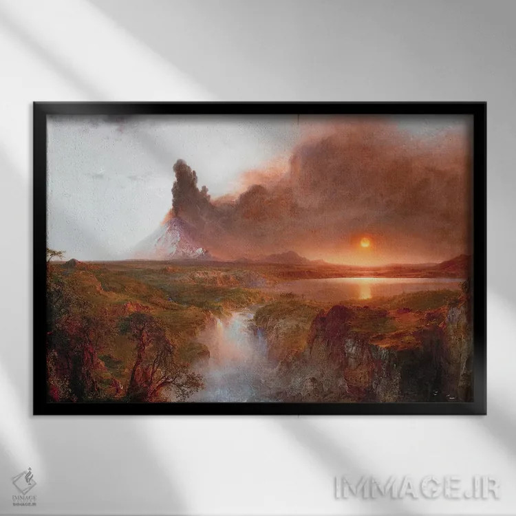 تابلو 1862,کوتوپاکسی (آتشفشان)، ۱۸۶۲ اثر فردریک ادوین چرچ (نقاش آمریکایی سبک هودسونریور) - نمای قابدار مشکی