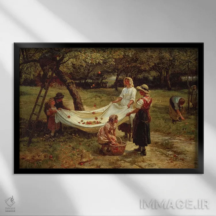 تابلو 1880,سیبچینها، ۱۸۸۰ اثر فردریک مورگان - نمای قابدار مشکی