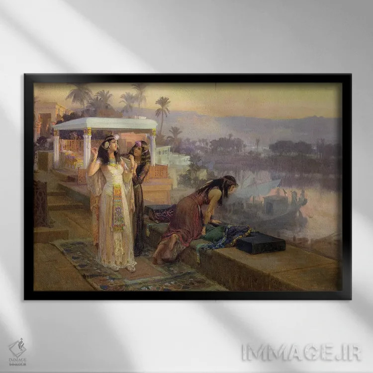تابلو 1896,کلئوپاترا در تراسهای فیله، ۱۸۹۶ اثر فردریک آرتور بریجمن (نقاش آمریکایی) - نمای قابدار مشکی