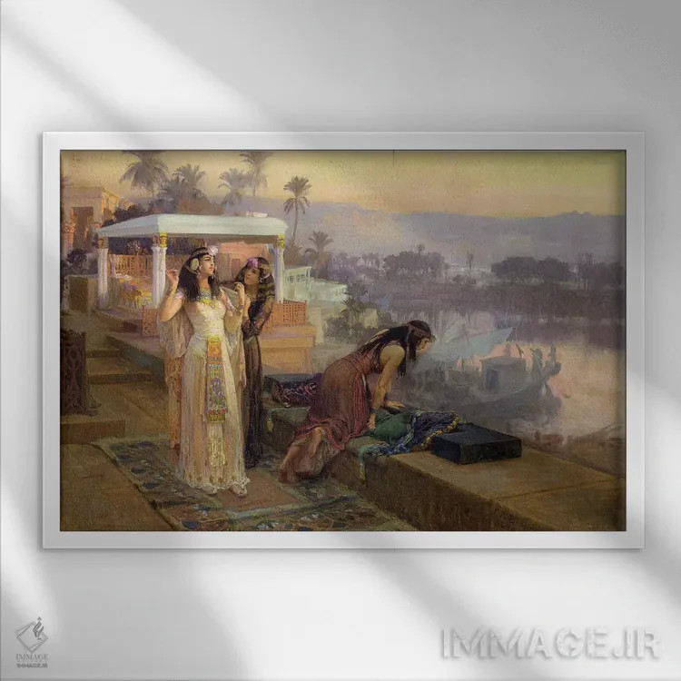 تابلو 1896,کلئوپاترا در تراسهای فیله، ۱۸۹۶ اثر فردریک آرتور بریجمن (نقاش آمریکایی) - نمای قابدار سفید