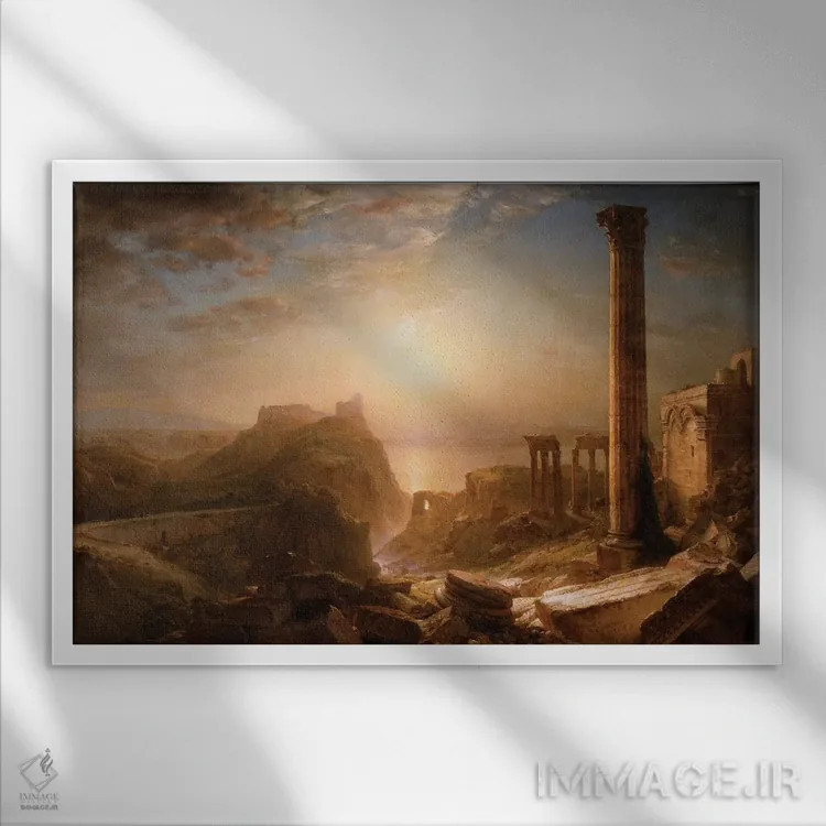 تابلو 1873,سوریه کنار دریا، ۱۸۷۳ اثر فردریک ادوین چرچ (نقاش آمریکایی سبک هودسونریور) - نمای قابدار سفید