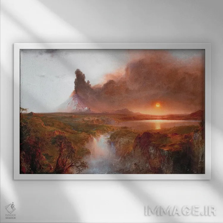 تابلو 1862,کوتوپاکسی (آتشفشان)، ۱۸۶۲ اثر فردریک ادوین چرچ (نقاش آمریکایی سبک هودسونریور) - نمای قابدار سفید