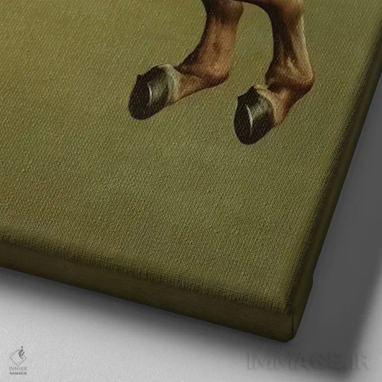 تابلو 1762,"ویسلجکت"، ۱۷۶۲ اثر جورج استابز (نقاش حیوانات انگلیسی) - نمای نزدیک بافت بوم