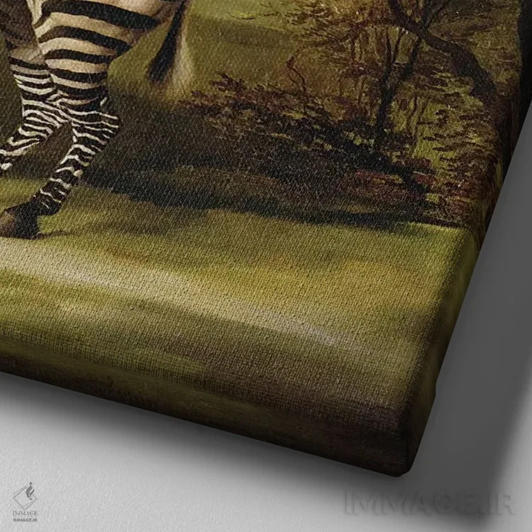 تابلو 1763,یک گورخر، ۱۷۶۳ اثر جورج استابز (نقاش حیوانات انگلیسی) - نمای نزدیک بافت بوم