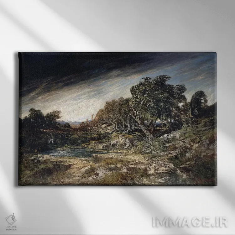 تابلو c.1855,تندباد، حدود ۱۸۵۵ اثر گوستاو کوربه - نمای روبهرو روی دیوار