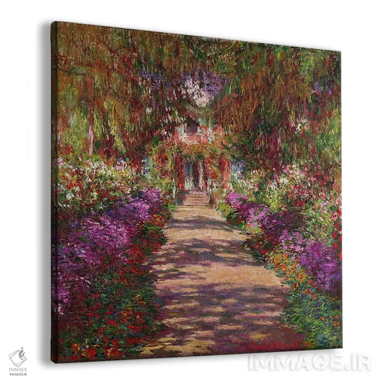 تابلو Giverny, 1902,مسیر باغ مونه در ژیورنی، ۱۹۰۲ اثر کلود مونه (نقاش معروف فرانسوی) - نمای پرسپکتیو محصول