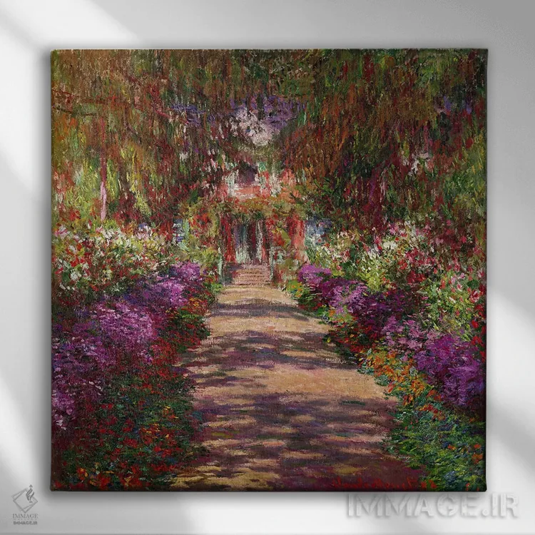 تابلو Giverny, 1902,مسیر باغ مونه در ژیورنی، ۱۹۰۲ اثر کلود مونه (نقاش معروف فرانسوی) - نمای روبهرو روی دیوار