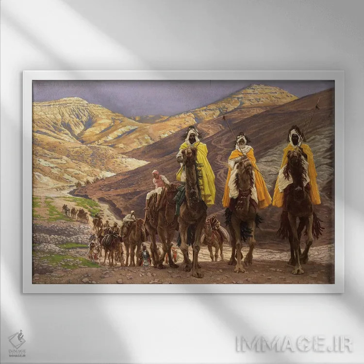 تابلو c.1894,سفر مغها، حدود ۱۸۹۴ (روایت کتاب مقدس) اثر جیمز ژاک ژوزف تیسو (نقاش فرانسوی) - نمای قابدار سفید