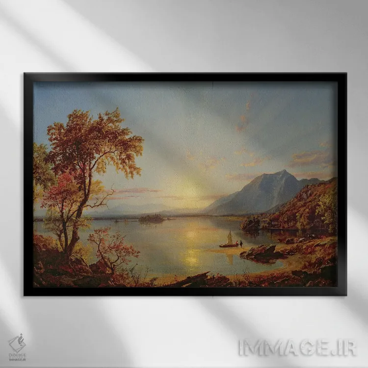 تابلو Lake George, New York, 1867,غروب دریاچهٔ جورج، نیویورک، ۱۸۶۷ اثر جسپر فرانسیس کروپسی - نمای قابدار مشکی