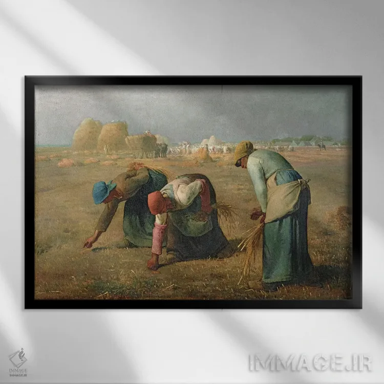 تابلو 1857,خوشهچینها، ۱۸۵۷ اثر ژان فرانسوا میه - نمای قابدار مشکی