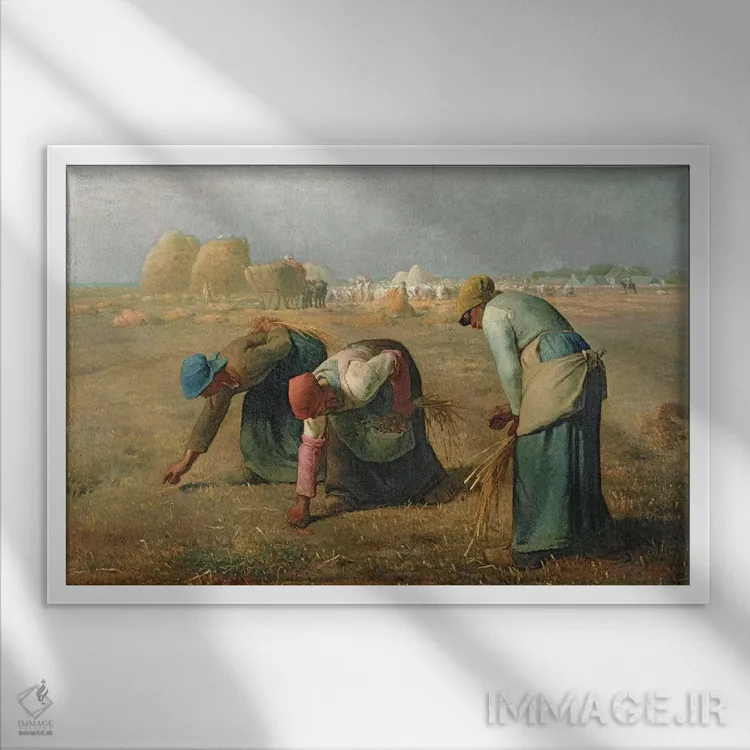 تابلو 1857,خوشهچینها، ۱۸۵۷ اثر ژان فرانسوا میه - نمای قابدار سفید