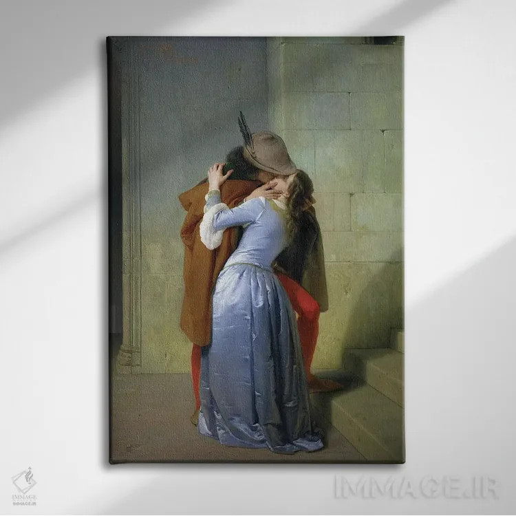 تابلو 1859,بوسه، ۱۸۵۹ اثر فرانچسکو هایز (نقاش ایتالیایی رمانتیک) - نمای روبهرو روی دیوار