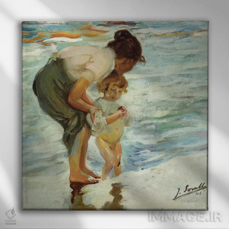 تابلو 1908,در ساحل، ۱۹۰۸ اثر خواکین سورویا باستیدا (نقاش اسپانیایی) - نمای روبهرو روی دیوار