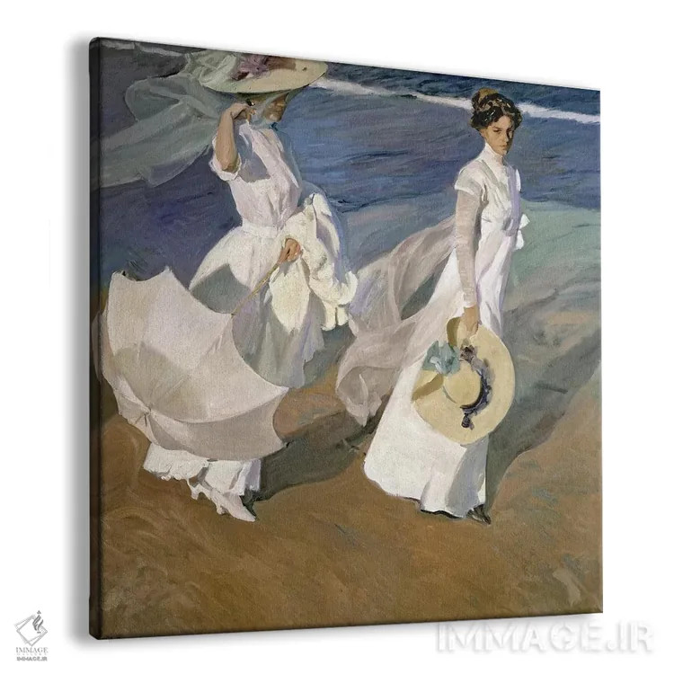 تابلو 1909,قدمزدن در کنار ساحل، ۱۹۰۹ اثر خواکین سورویا باستیدا (نقاش اسپانیایی) - نمای پرسپکتیو محصول