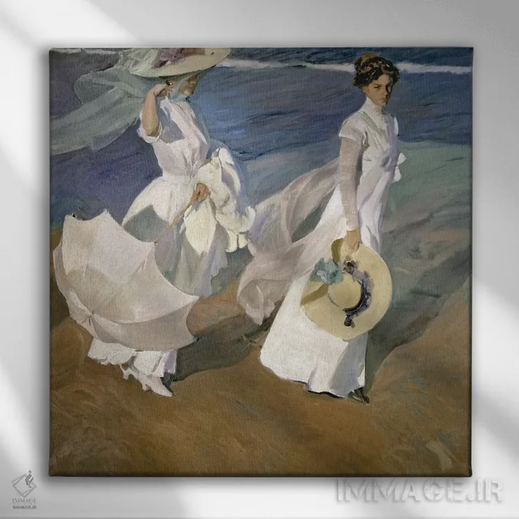 تابلو 1909,قدمزدن در کنار ساحل، ۱۹۰۹ اثر خواکین سورویا باستیدا (نقاش اسپانیایی) - نمای روبهرو روی دیوار