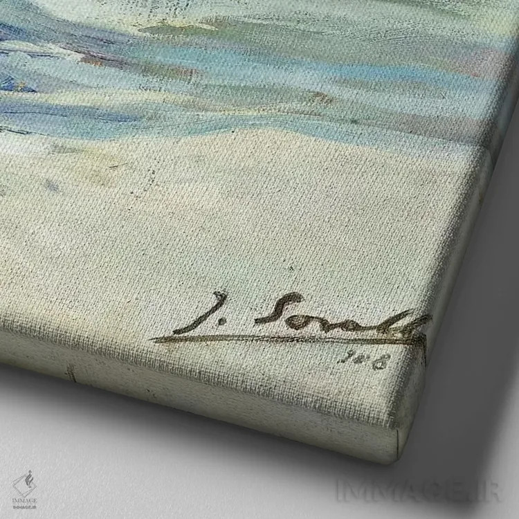 تابلو 1908,در ساحل، ۱۹۰۸ اثر خواکین سورویا باستیدا (نقاش اسپانیایی) - نمای نزدیک بافت بوم