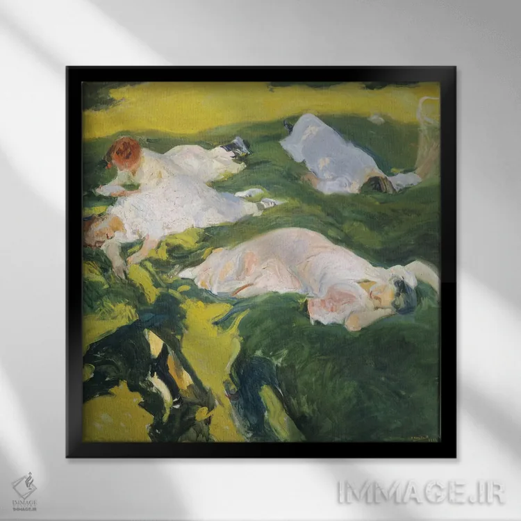 تابلو 1911,استراحت نیمروزی، ۱۹۱۱ اثر خواکین سورویا باستیدا (نقاش اسپانیایی) - نمای قابدار مشکی