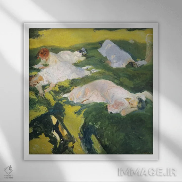 تابلو 1911,استراحت نیمروزی، ۱۹۱۱ اثر خواکین سورویا باستیدا (نقاش اسپانیایی) - نمای قابدار سفید