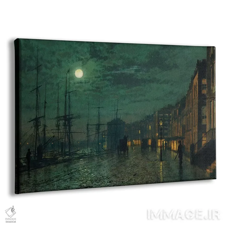 تابلو اسکلههای شهر در نور ماه اثر جان اتکینسون گریمشا - نمای پرسپکتیو محصول