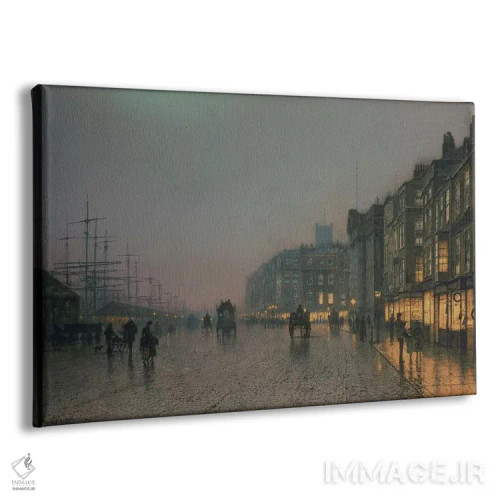 تابلو c.1870,اسکلههای لیورپول از واپینگ، حدود ۱۸۷۰ اثر جان اتکینسون گریمشا - نمای پرسپکتیو محصول