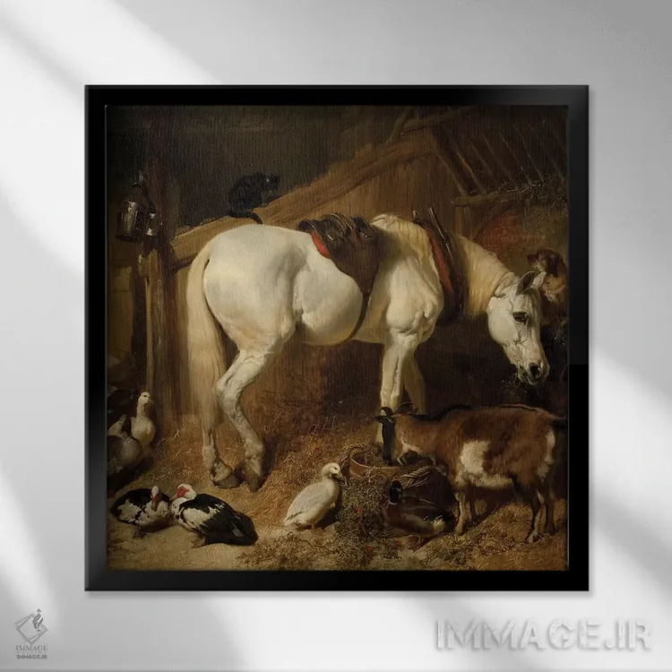 تابلو 1850,غذای ظهر، ۱۸۵۰ اثر جان فردریک هرینگ سینیور - نمای قابدار مشکی