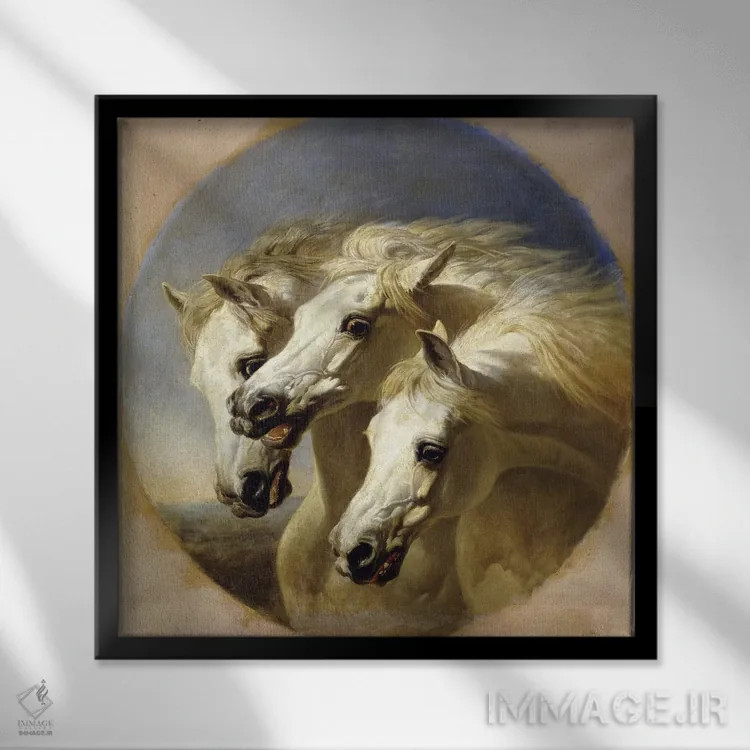 تابلو 1848,اسبهای فرعون، ۱۸۴۸ اثر جان فردریک هرینگ سینیور - نمای قابدار مشکی