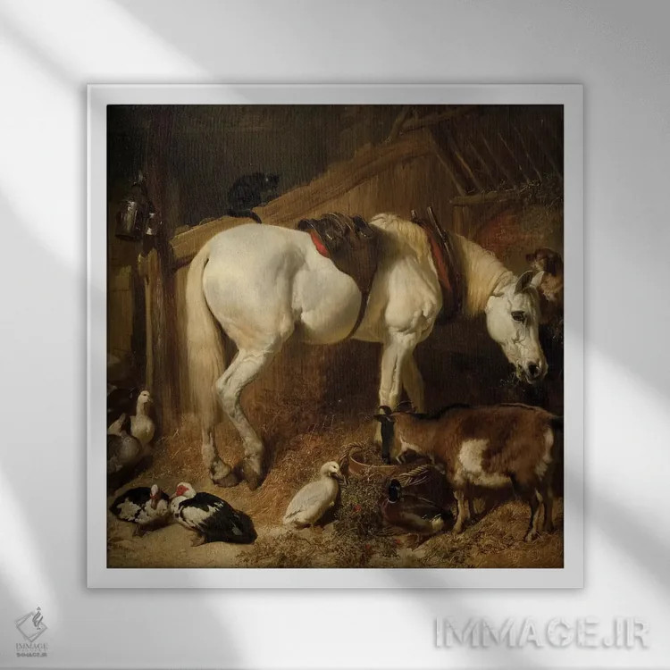 تابلو 1850,غذای ظهر، ۱۸۵۰ اثر جان فردریک هرینگ سینیور - نمای قابدار سفید