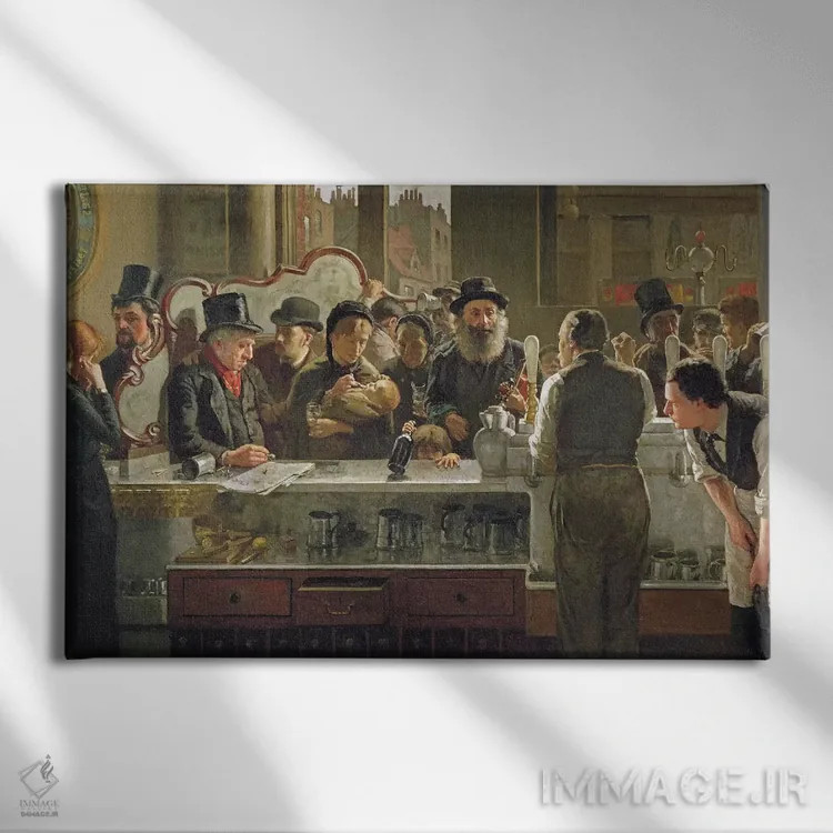 تابلو 1883,بار عمومی، ۱۸۸۳ اثر جان هنری هنشال - نمای روبهرو روی دیوار