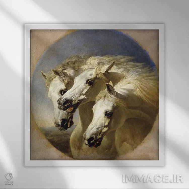 تابلو 1848,اسبهای فرعون، ۱۸۴۸ اثر جان فردریک هرینگ سینیور - نمای قابدار سفید
