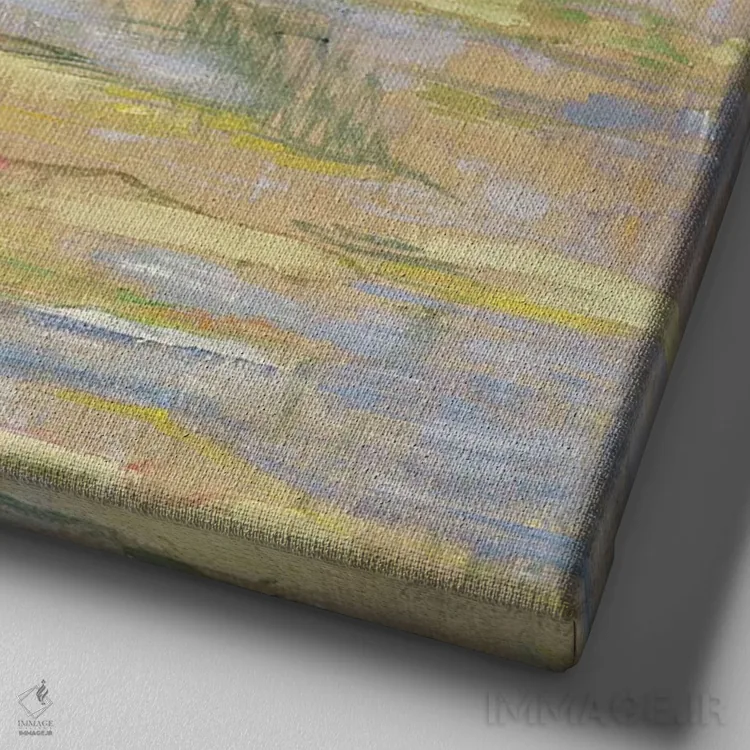 تابلو حوضچه نیلوفر آبی: پل اثر کلود مونه (نقاش معروف فرانسوی) - نمای نزدیک بافت بوم