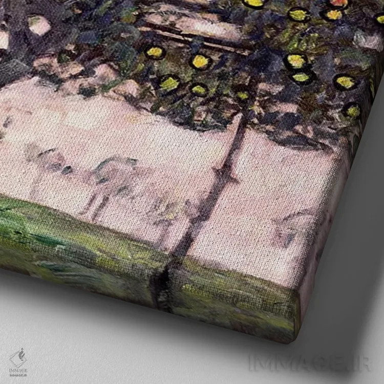 تابلو 1916,درخت سیب ۲، ۱۹۱۶ اثر گوستاو کلیمت - نمای نزدیک بافت بوم