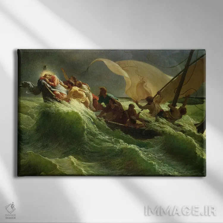 تابلو مسیح در حال خواب در قایقش اثر ژول ژوزف مینِر - نمای روبهرو روی دیوار