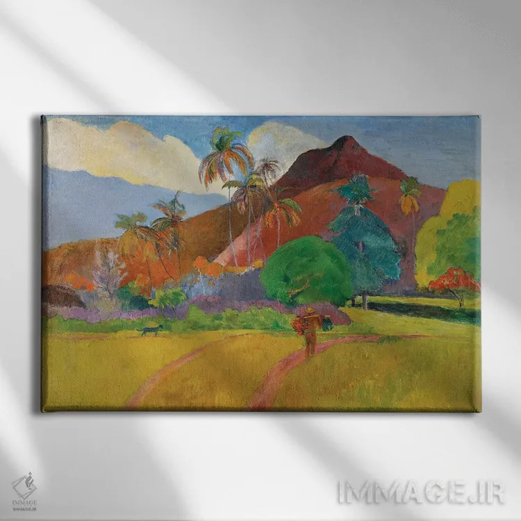 تابلو 1891,چشمانداز تاهیتی، ۱۸۹۱ اثر پل گوگن - نمای روبهرو روی دیوار