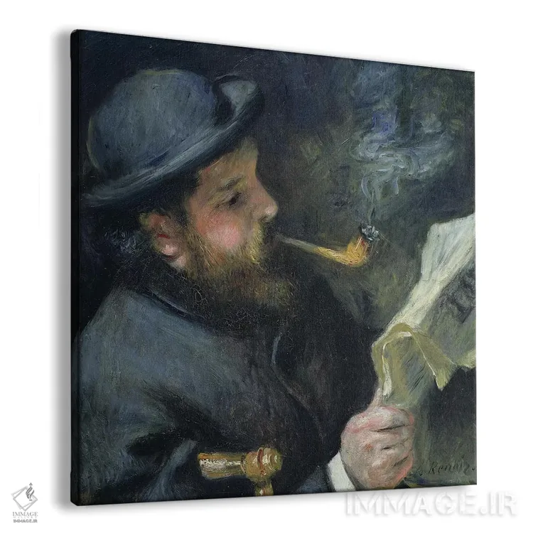 تابلو 1872,کلود مونه در حال خواندن روزنامه، ۱۸۷۲ اثر پیر-اوگوست رنوار - نمای پرسپکتیو محصول