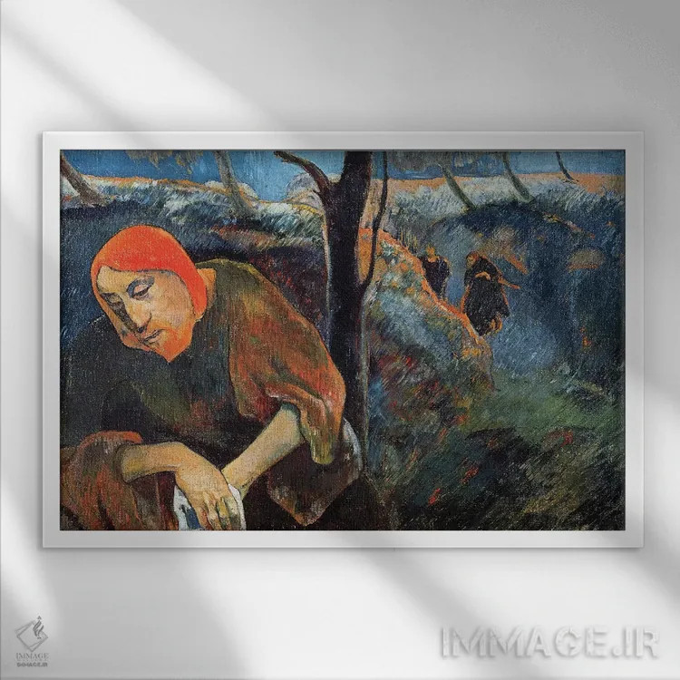 تابلو 1889,درد و رنج در باغ زیتون، ۱۸۸۹ (داستان کتاب مقدس) اثر پل گوگن - نمای قابدار سفید