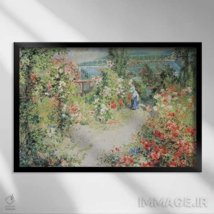 تابلو گلخانه اثر پیر-اوگوست رنوار - نمای قابدار مشکی