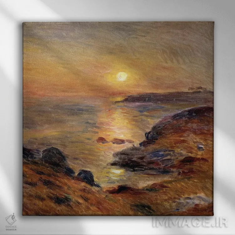 تابلو غروب خورشید در دوارننه؛ غروب خورشید در دوارننه، ۱۸۸۳ اثر پیر-اوگوست رنوار - نمای روبهرو روی دیوار