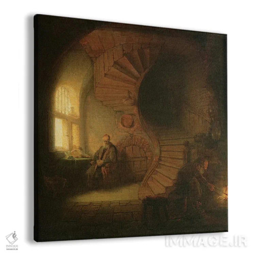 تابلو فیلسوف در حال تفکر، ۱۶۳۲ اثر رمبرانت فان رَین (نقاش بزرگ هلندی) - نمای پرسپکتیو محصول