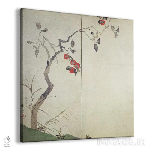 تابلو خرمالو بر روی درخت اثر ساکای هویتسو (نقاش ژاپنی) - نمای پرسپکتیو محصول