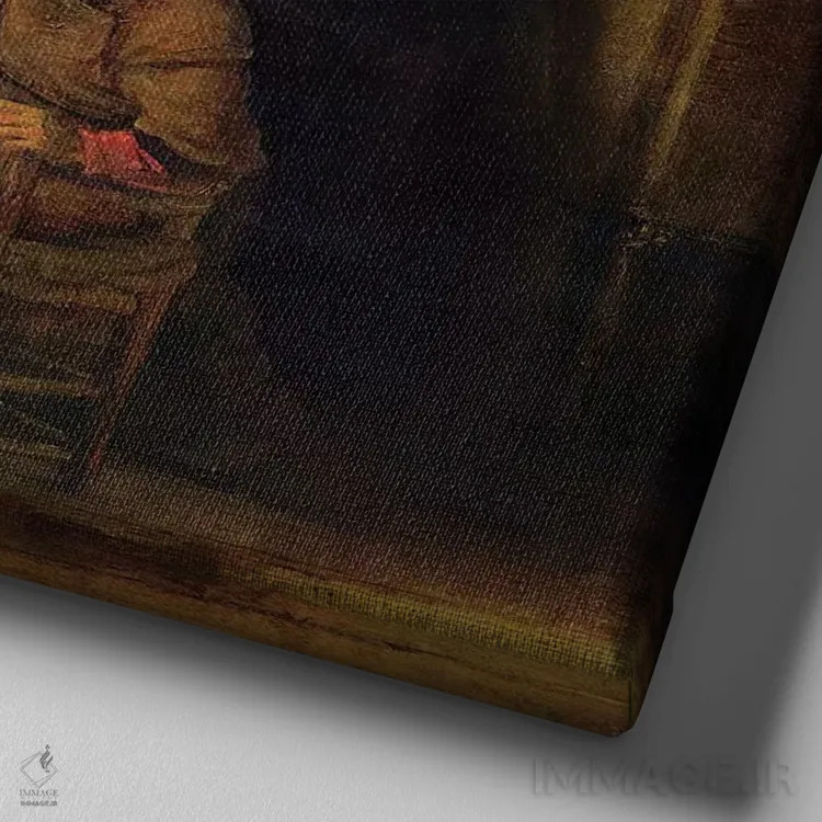 تابلو شام در عِمائوس، ۱۶۴۸ اثر رمبرانت فان رَین (نقاش بزرگ هلندی) - نمای نزدیک بافت بوم