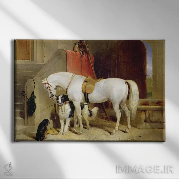 تابلو محبوبترینهای پرنس جورج اثر سر ادوین لندسییر (نقاش انگلیسی) - نمای روبهرو روی دیوار