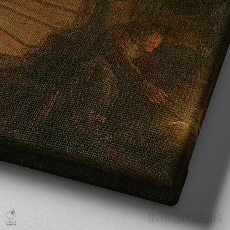 تابلو فیلسوف در حال تفکر، ۱۶۳۲ اثر رمبرانت فان رَین (نقاش بزرگ هلندی) - نمای نزدیک بافت بوم