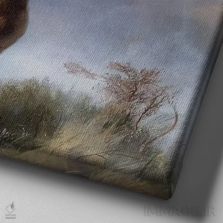 تابلو فرمانروای دره، حدود ۱۸۵۱ اثر سر ادوین لندسییر (نقاش انگلیسی) - نمای نزدیک بافت بوم