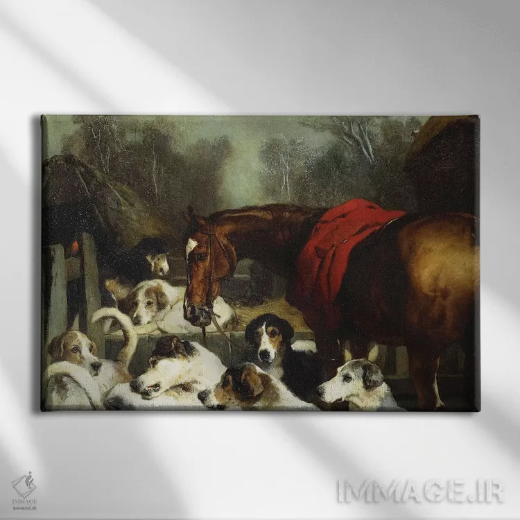 تابلو شکار ممنوع تا تغییر آبوهوا اثر سر ادوین لندسییر (نقاش انگلیسی) - نمای روبهرو روی دیوار