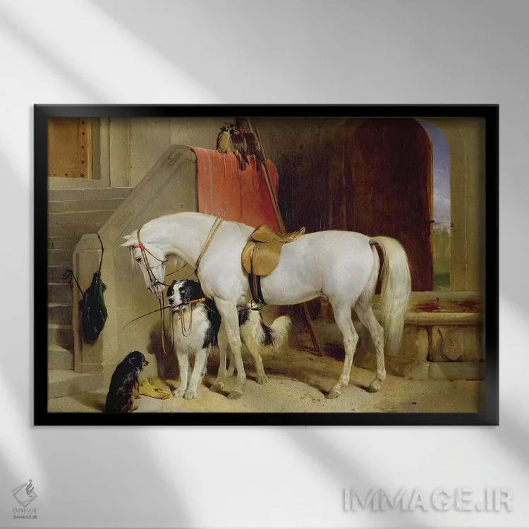 تابلو محبوبترینهای پرنس جورج اثر سر ادوین لندسییر (نقاش انگلیسی) - نمای قابدار مشکی