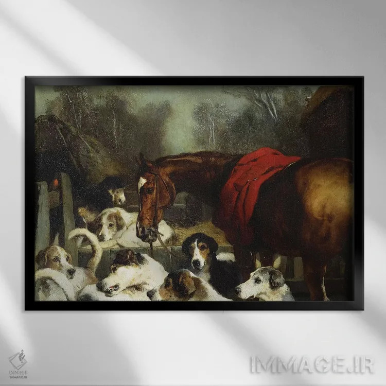 تابلو شکار ممنوع تا تغییر آبوهوا اثر سر ادوین لندسییر (نقاش انگلیسی) - نمای قابدار مشکی